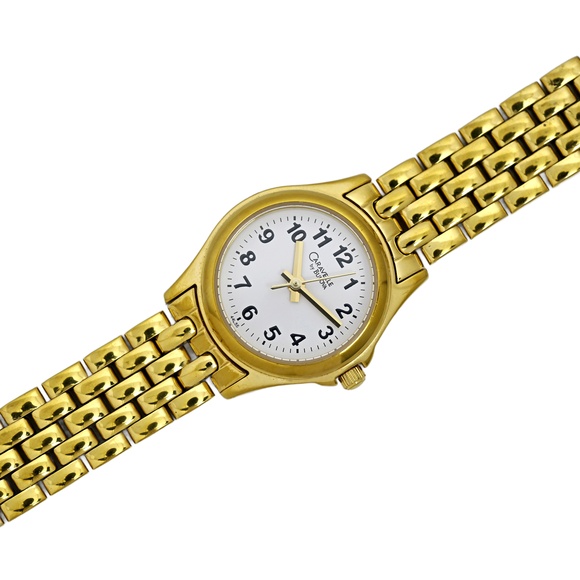 Caravelle Bulova Ladies Vintage Gold Plated White Dial Watch Quartz